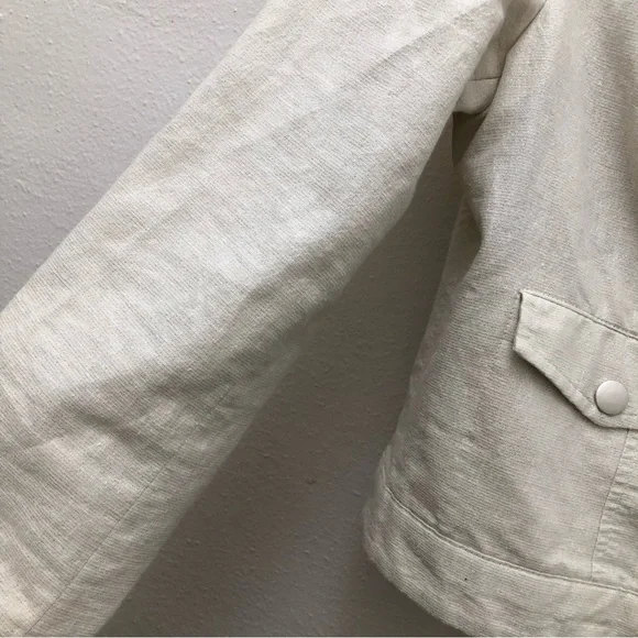 Liz Claiborne W Size PM Cream/Silver Long Sleeve Scoop Neck Short Jacket. - Picture 4 of 8